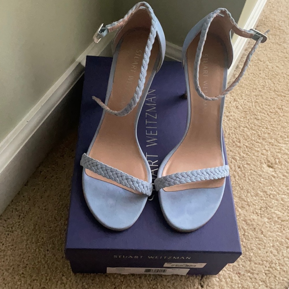 NWT Stuart Weitzman angel suede braided heels